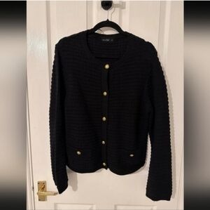 F&F Elegant Black Cardigan with Gold Buttons